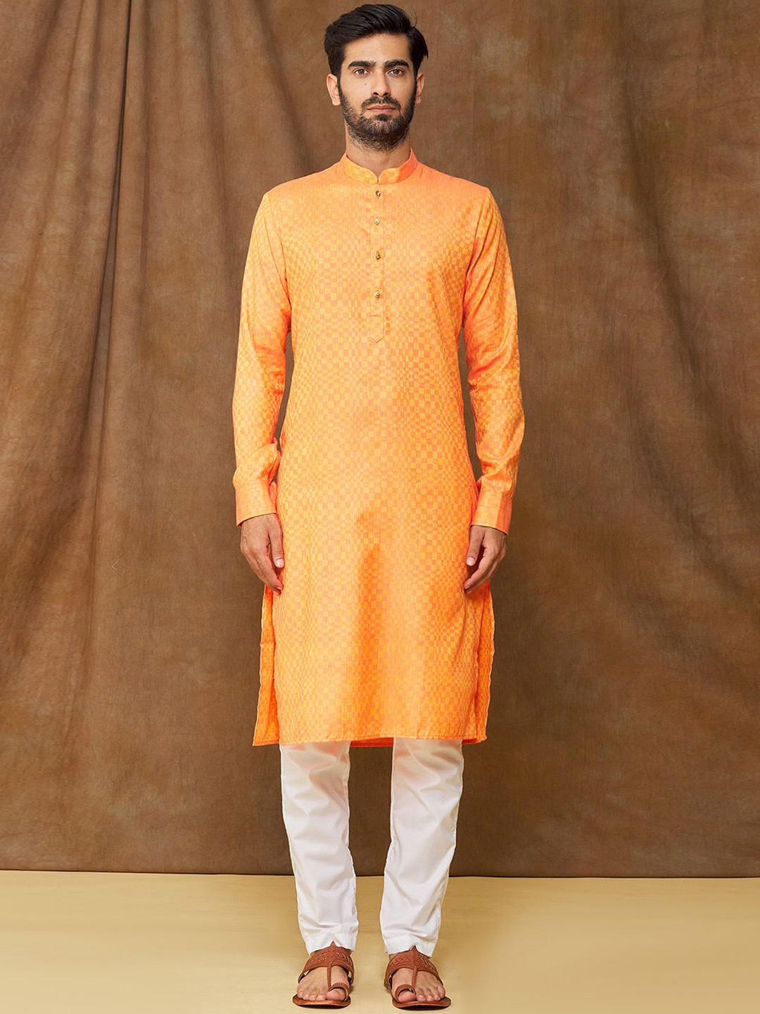 

Samyukta Singhania Men Regular Kurta with Trousers, Orange