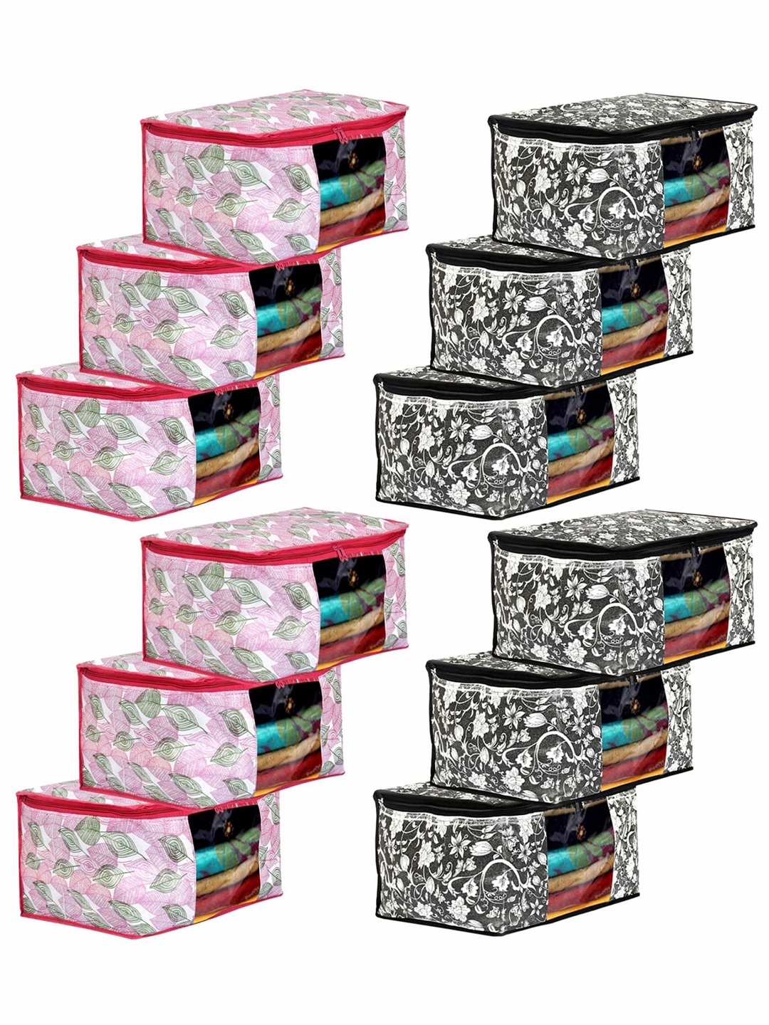 

Kuber Industries Black & Pink 12 Pieces Floral Printed Saree Cover Organisers