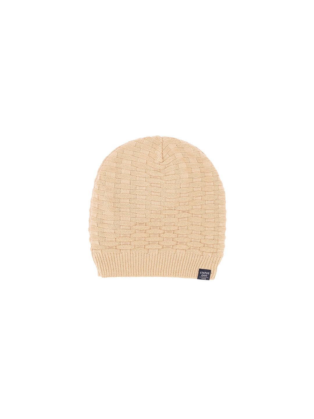 

Status Quo Men Self Design Winter Beanie, Beige