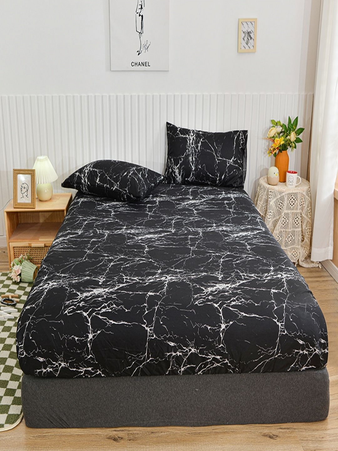 

JC HOME Black & White 140 TC Single Bedsheet Set 1.20 m x 2 m