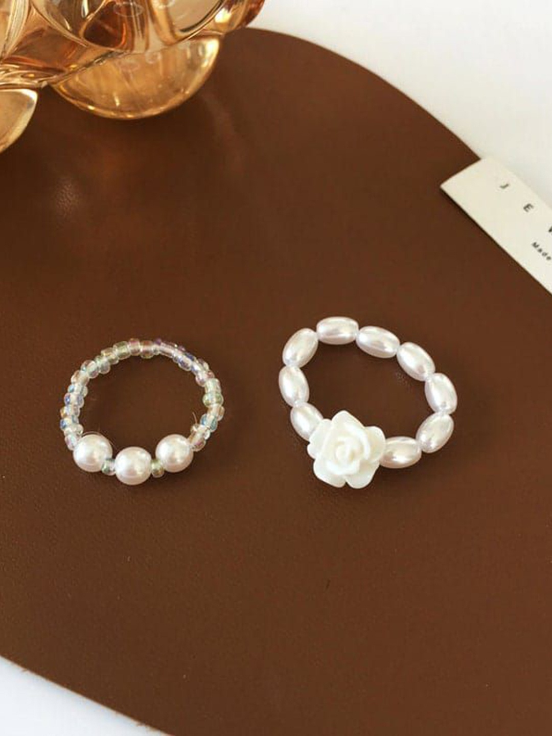 

YU FASHIONS Set Of 2 Stainless Steel Beaded Rings, Silver