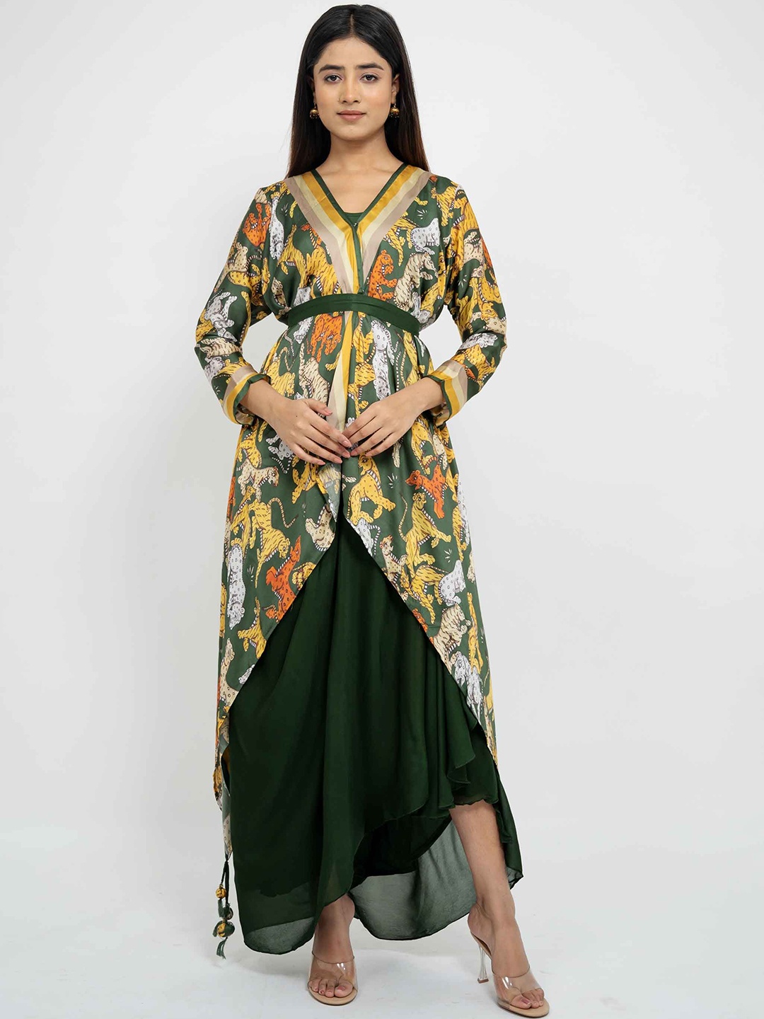 

AFFAIRE'S BY LEVELL5 Printed Tunic With Skirt Co-Ords, Green