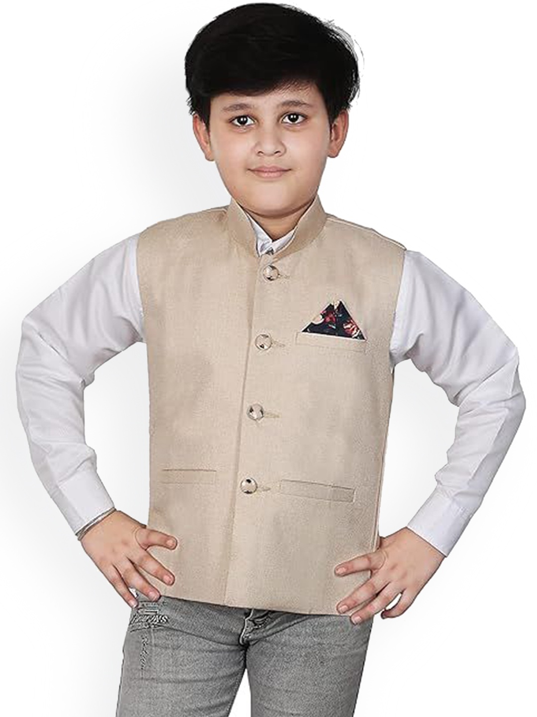 

Eliq Boys Slim-Fit Waistcoat, Cream