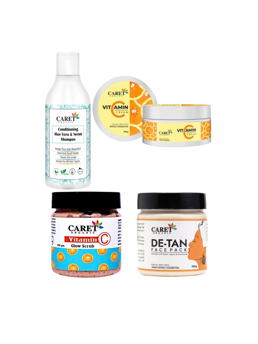 

CARET ORGANIC Set of 4 Bath and Body Combo, White