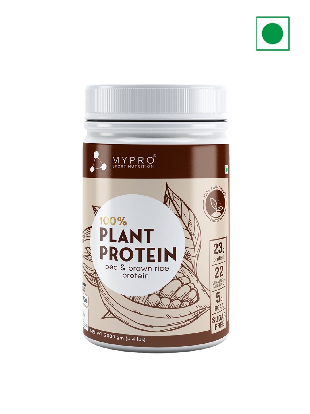 

Mypro Sport Nutrition 100% Plant Protein Powder - 2000 g, Brown