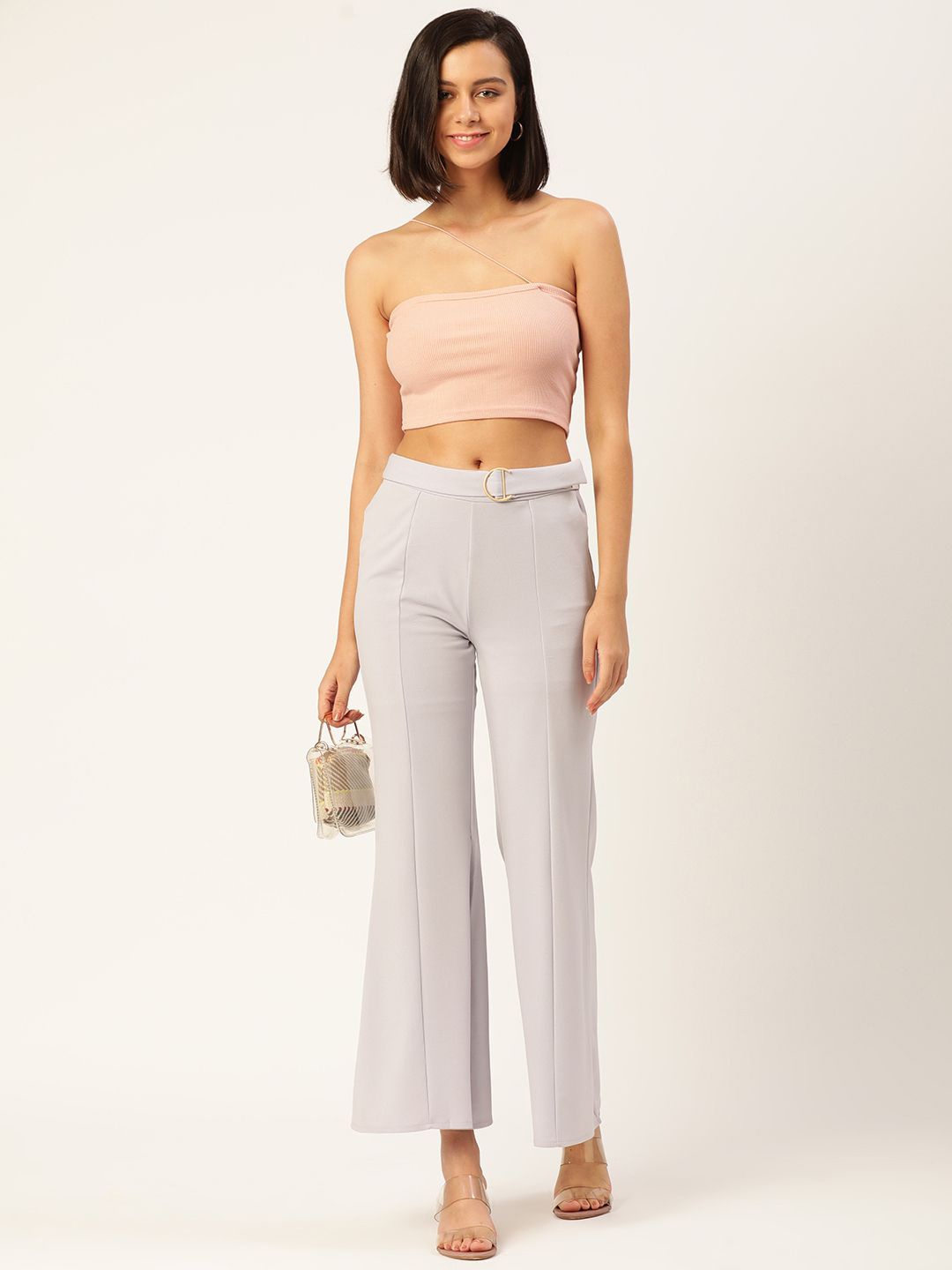 

SHECZZAR Women One Shoulder Crop Top, Pink
