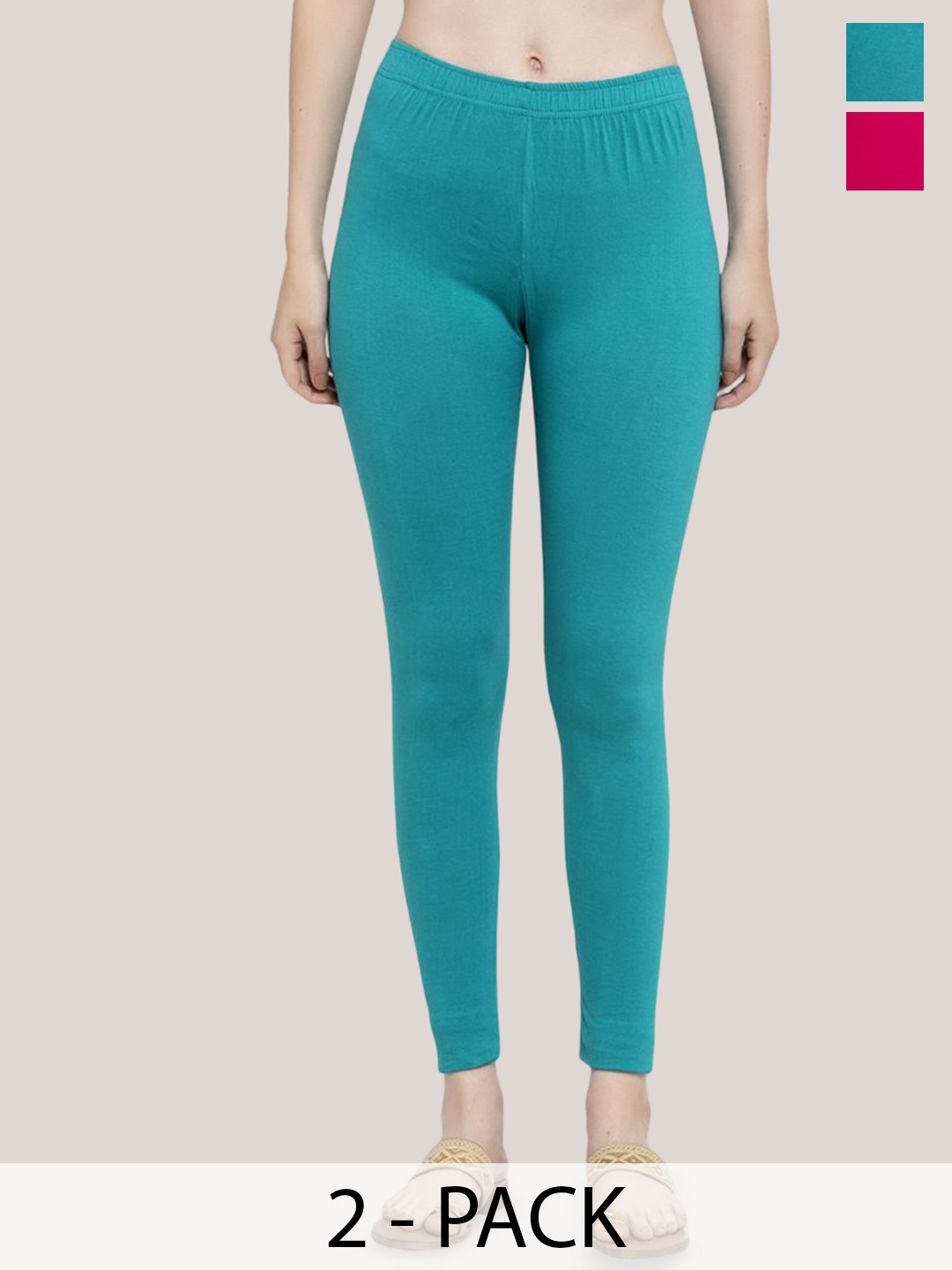 

Trend Level Women Pack Of 2 Mid-Rise Ankle-Length Leggings, Magenta