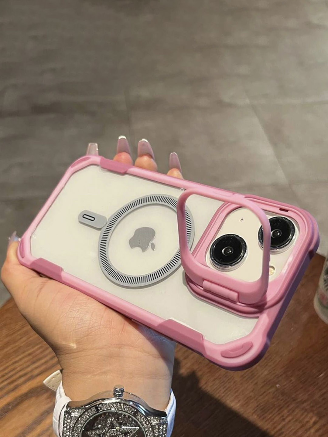

Luxury Kase Solid Printed iPhone 14 Back Case Mobile Accessories, Pink