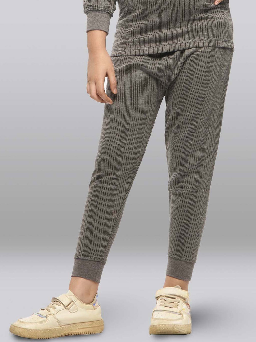 

INFERNO Girls Cotton Striped Thermal Bottoms, Grey