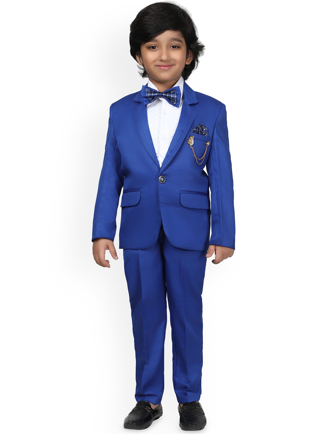 

BAESD Boy's 4 Piece Single-Breasted Notched Lapel Suits, Blue