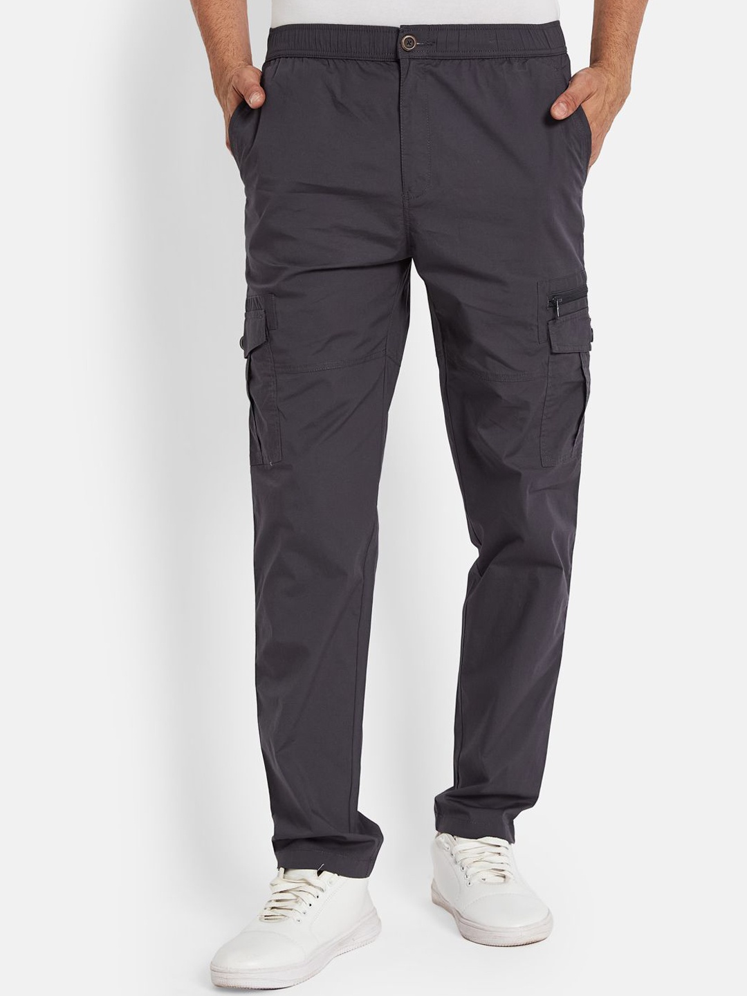 

Octave Mid-Rise Cotton Cargos, Grey