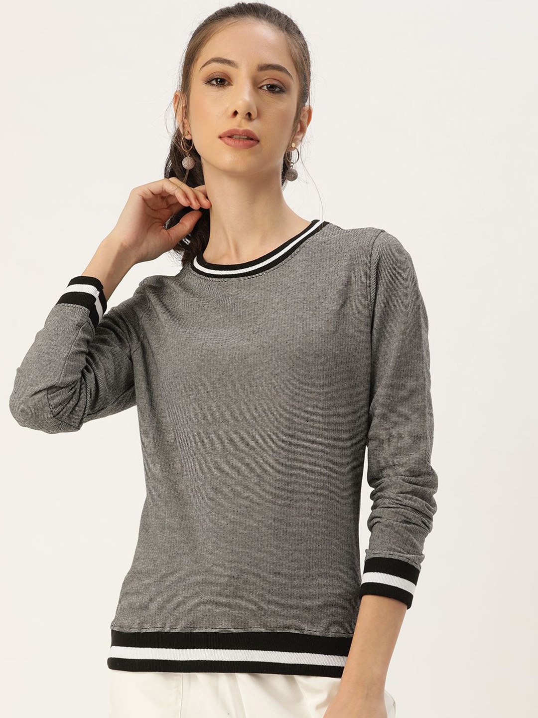 

ARISE Women Round Neck Pullover Sweatshirt, Grey