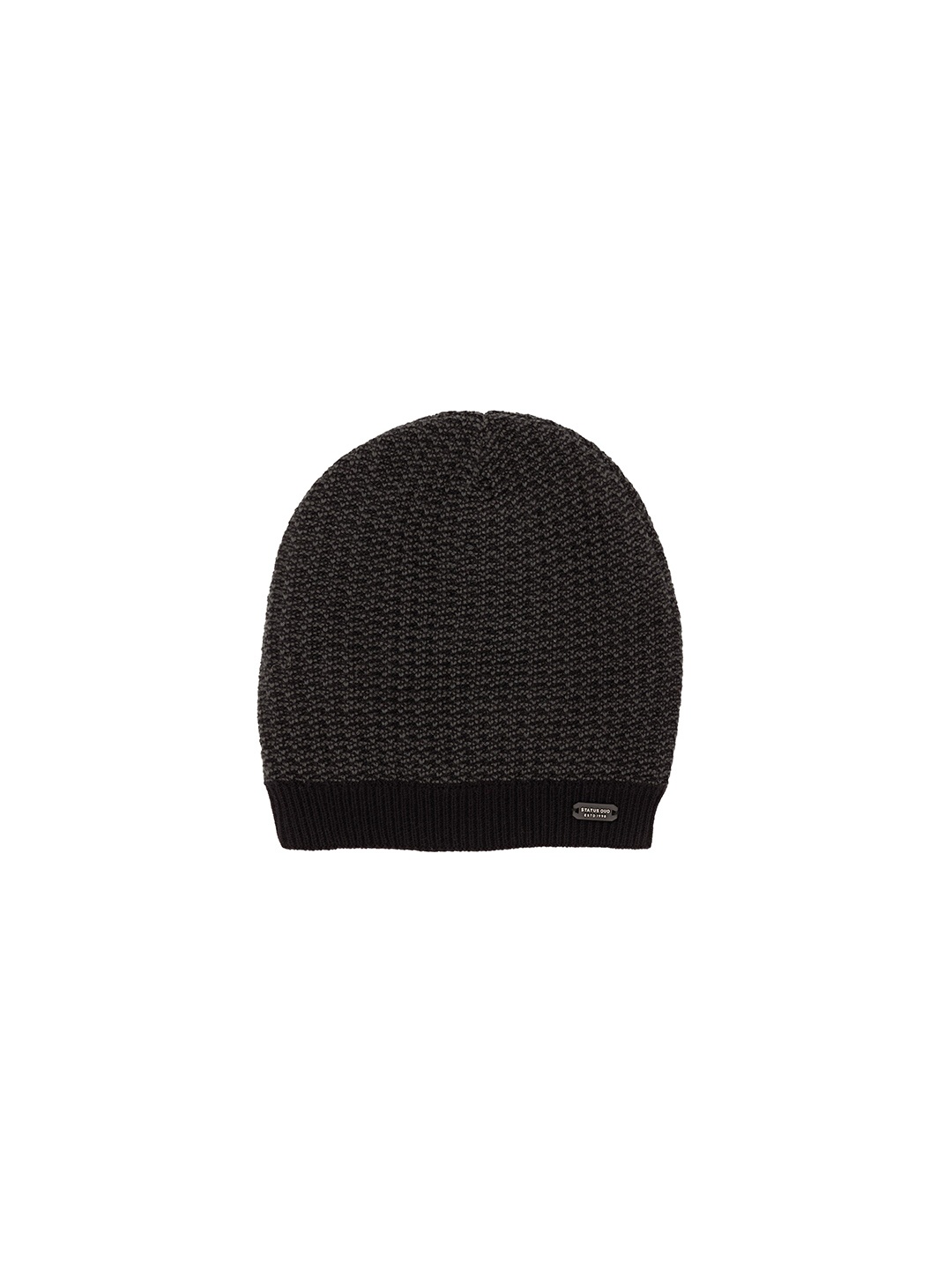 

Status Quo Men Self Design Beanie, Black