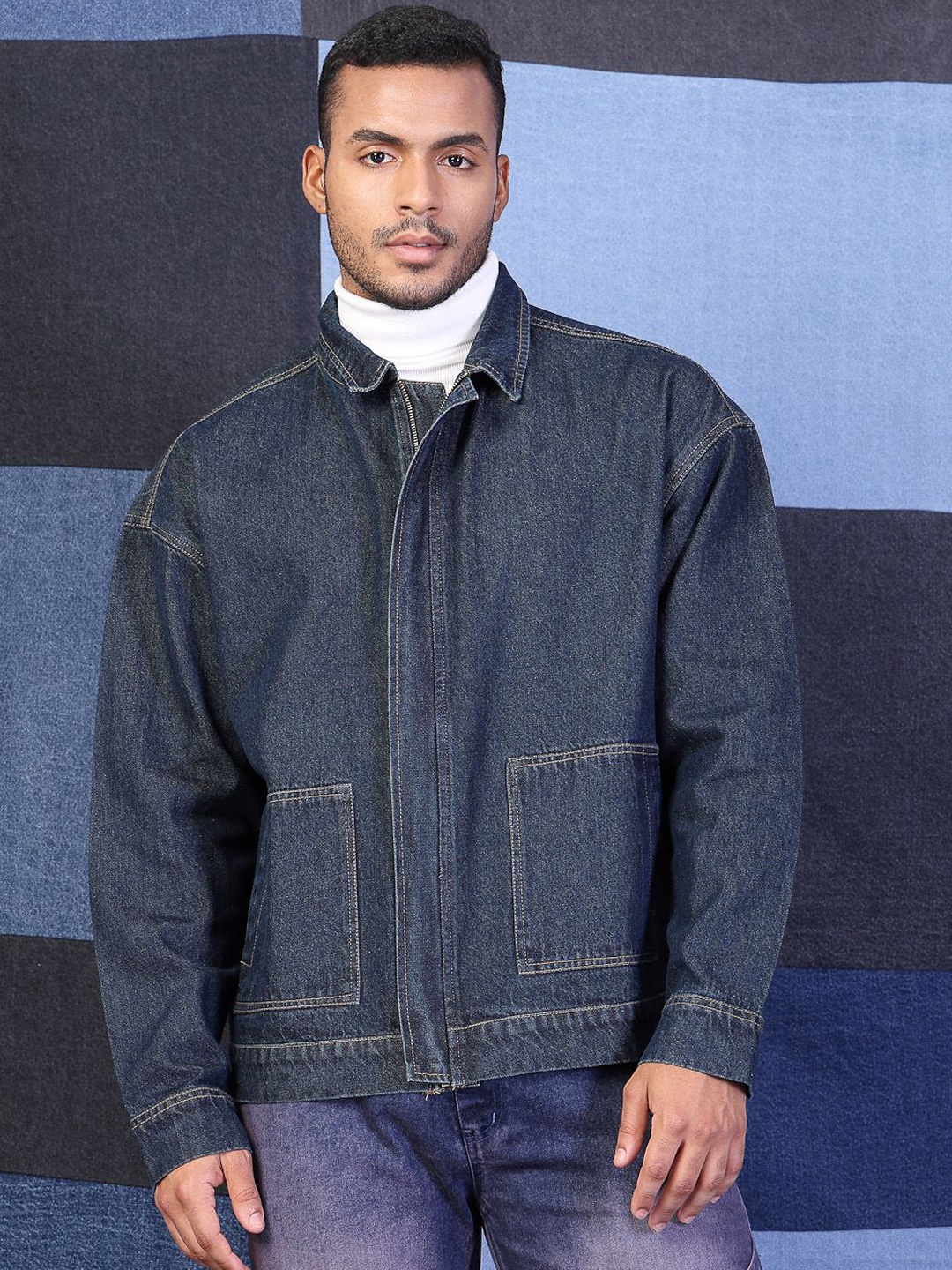 

VESTIDO MODAS Men Oversize Denim Jacket, Navy blue