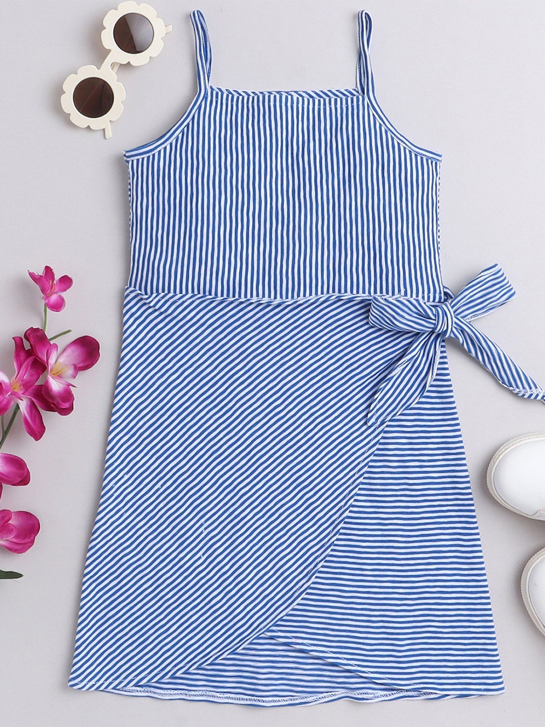 

taffykids Girls Striped One Shoulder Sheath Dress, Blue