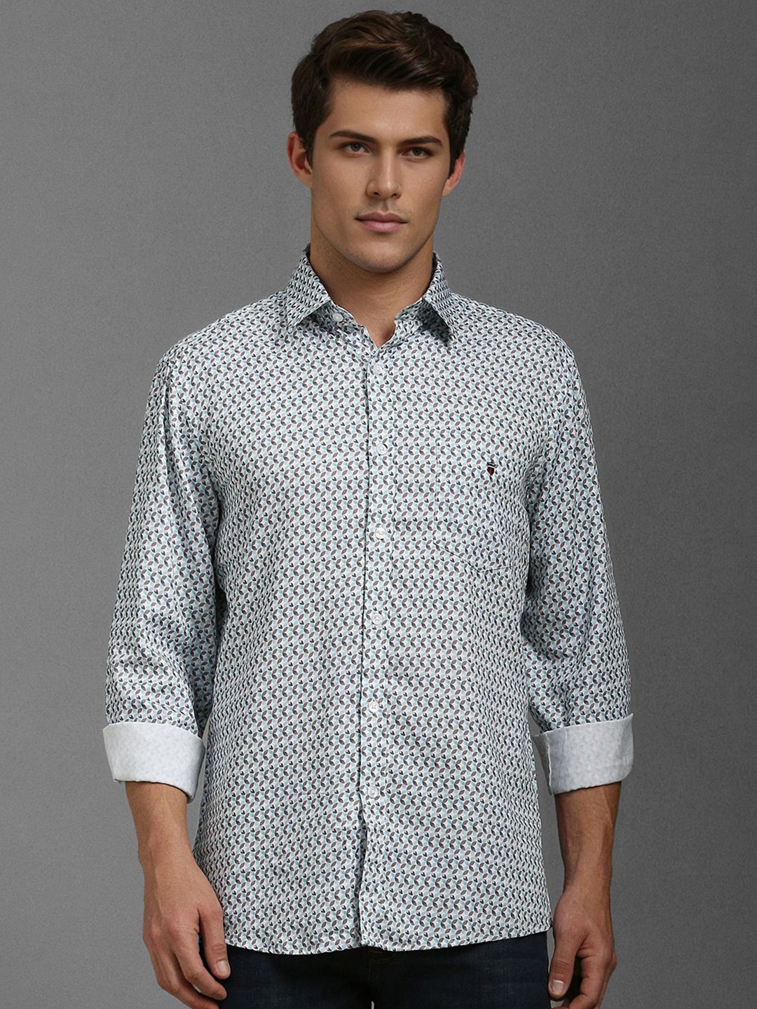 

Louis Philippe Sport Men Slim Fit Opaque Printed Casual Shirt, Blue
