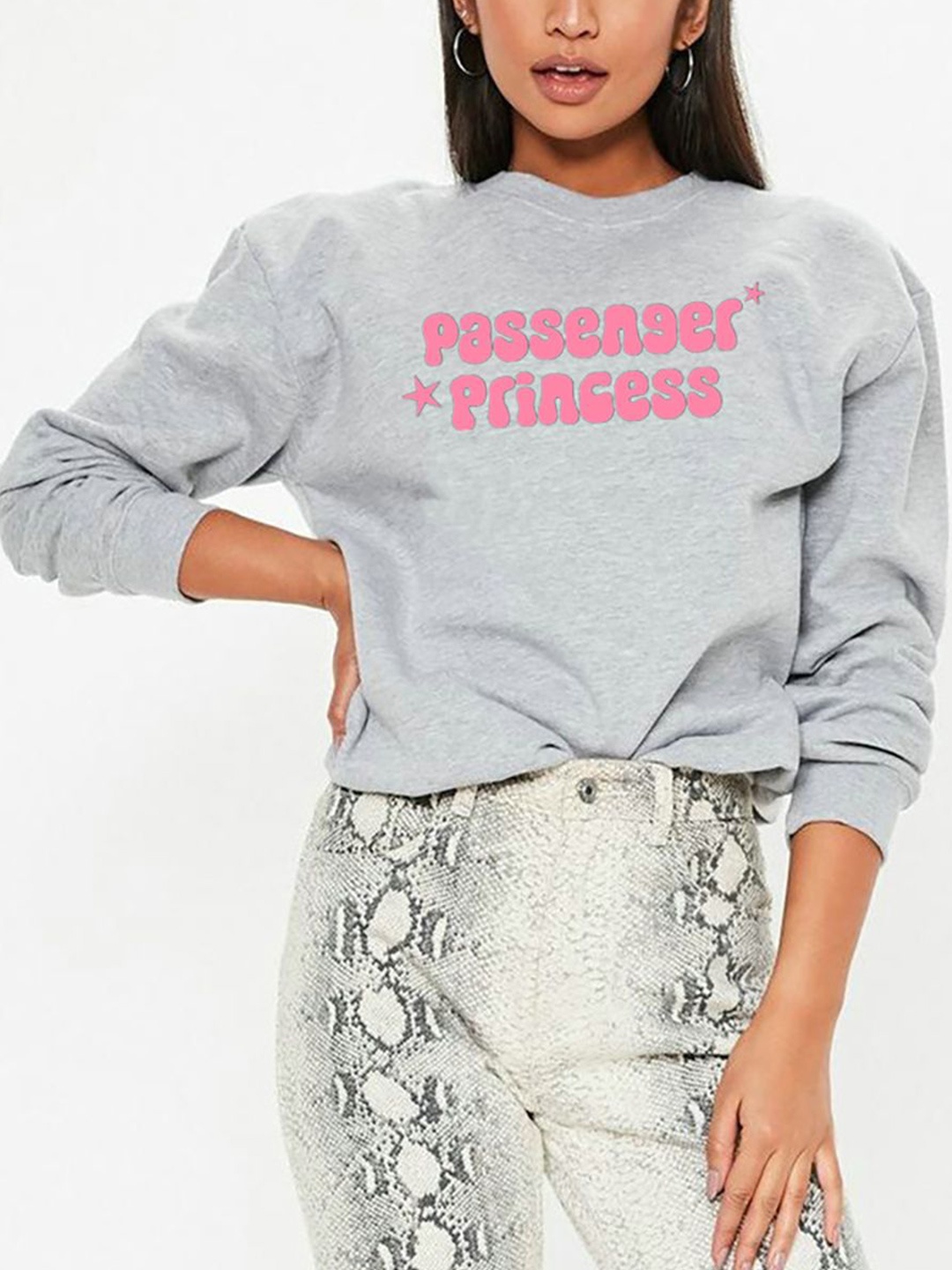 

StyleCast x Revolte Women Printed Round Neck Cotton Top, Grey
