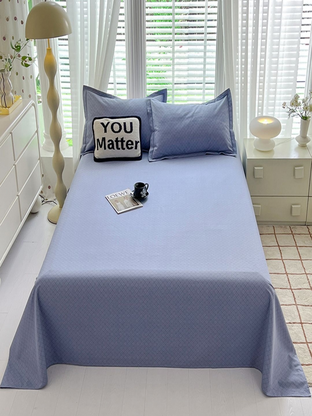 

JC HOME Blue King Bedsheet with 2 Pillow Covers