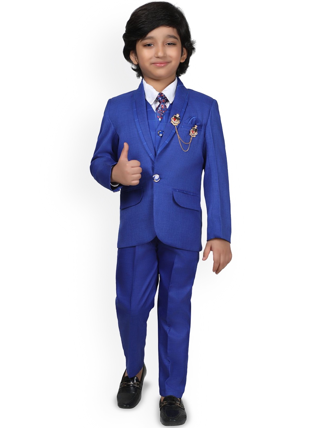 

BAESD Boys 5 Piece Single Breasted Suits, Blue