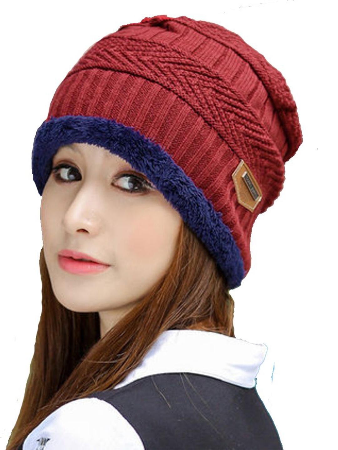 

Alexvyan Women Self Design Beanie, Red