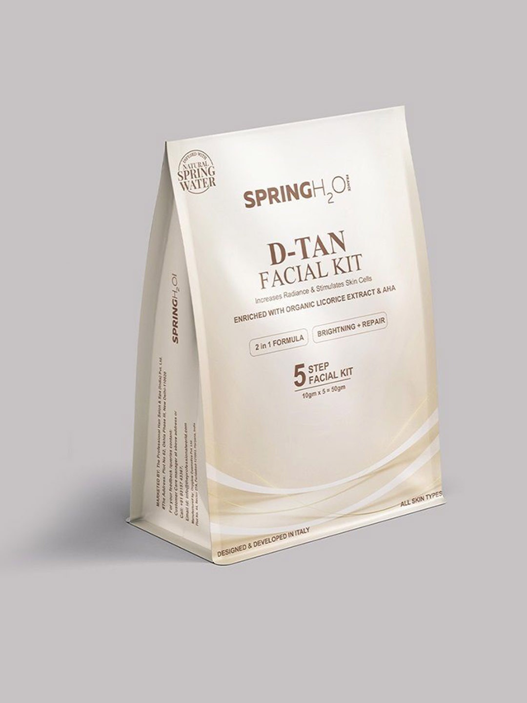 

Spring H2O 5 Step 2 in 1 D-TAN Facial Kit For Skin Brightning & Repair - 50 g, White