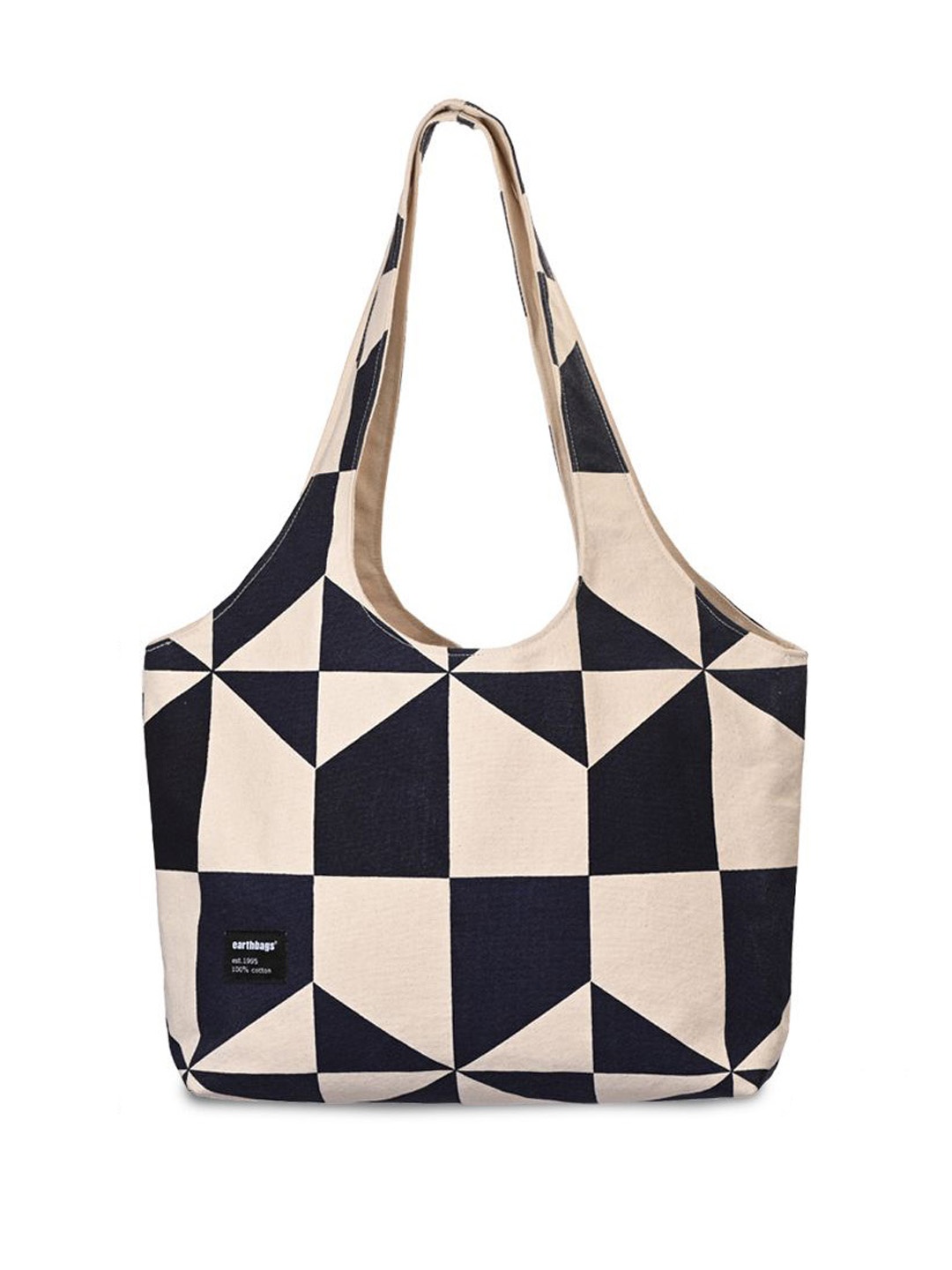 

earthbags Geometric Printed Structured Hobo Bag, White