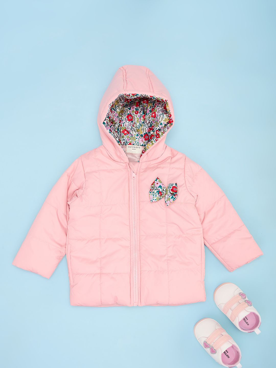 

Pantaloons Baby Girls Puffer Jacket with Embroidered, Rose