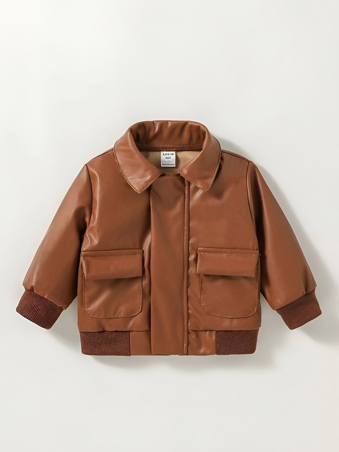

BAESD Unisex Kids Lightweight Leather Jacket with Patchwork, Red