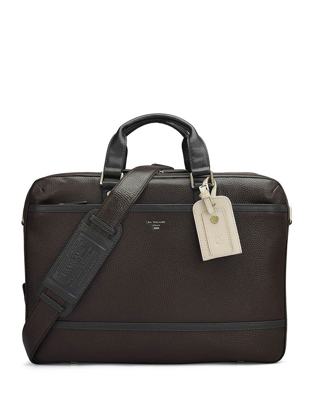 

Da Milano Unisex Textured Leather Laptop Bag, Grey