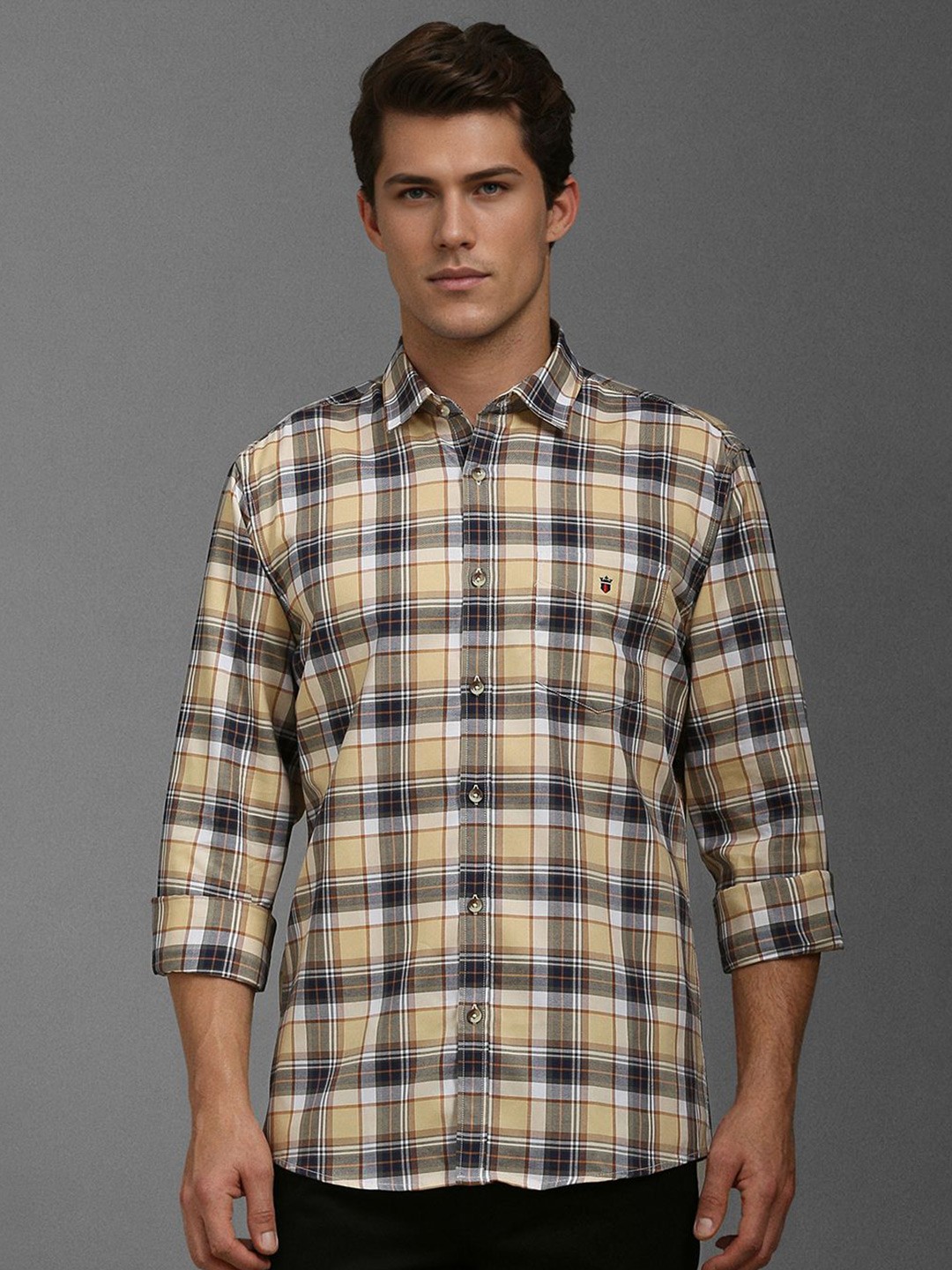 

Louis Philippe Sport Men Slim Fit Opaque Checked Casual Shirt, Yellow