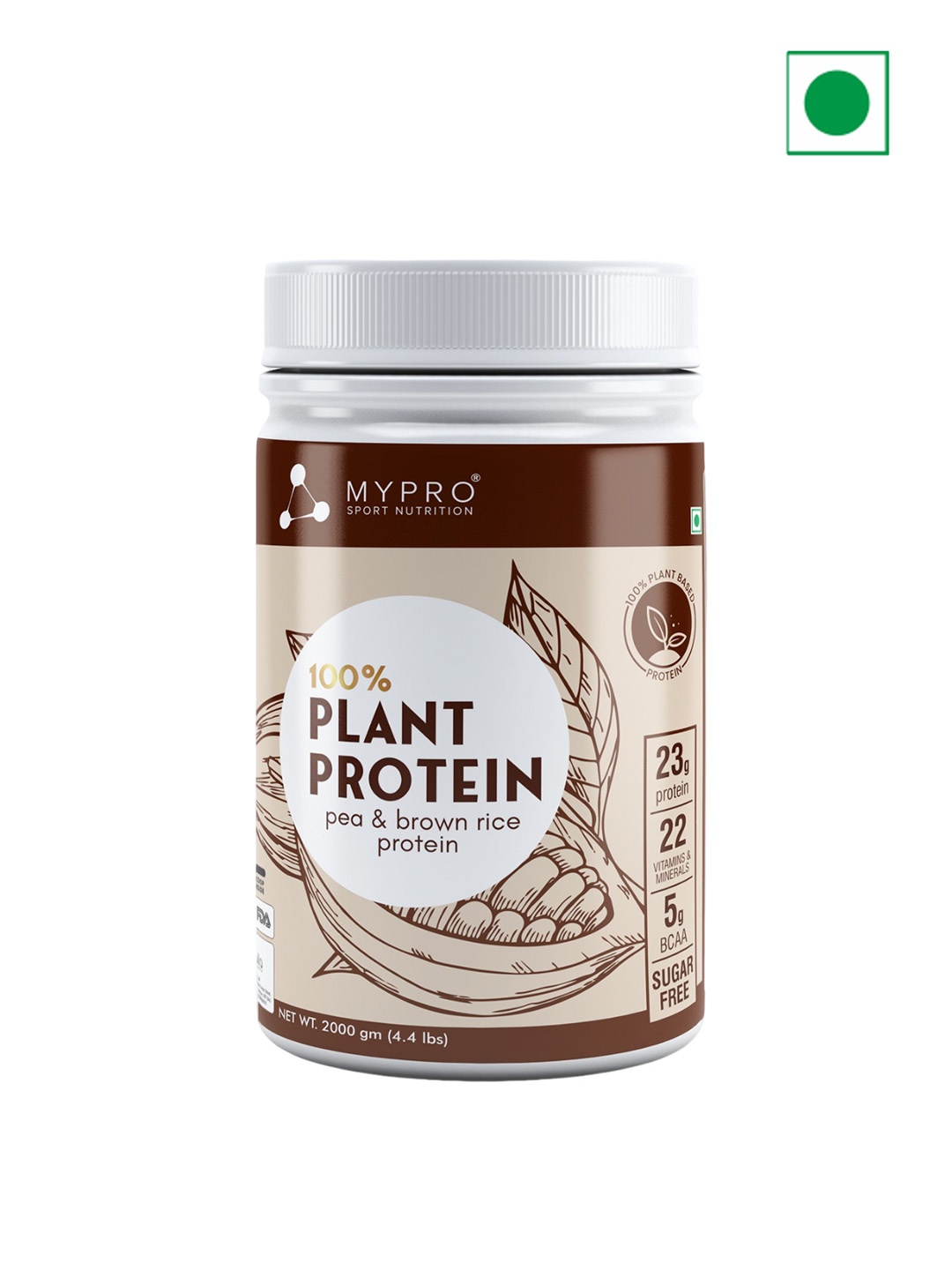 

Mypro Sport Nutrition 100% Plant Protein Powder - 2000 g, Brown