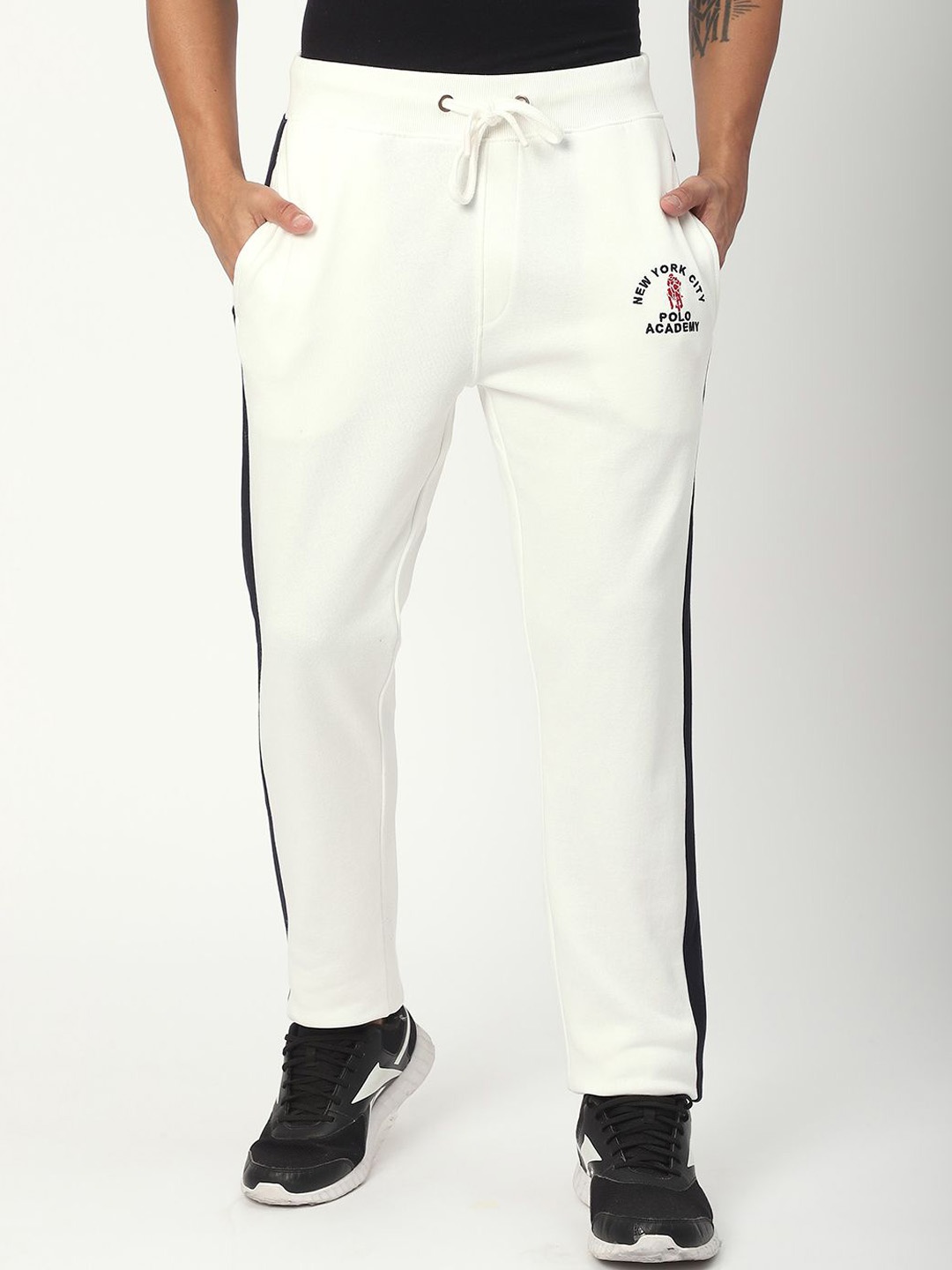 

R&B Men Regular Fit Mid-Rise Cotton Track Pants, White