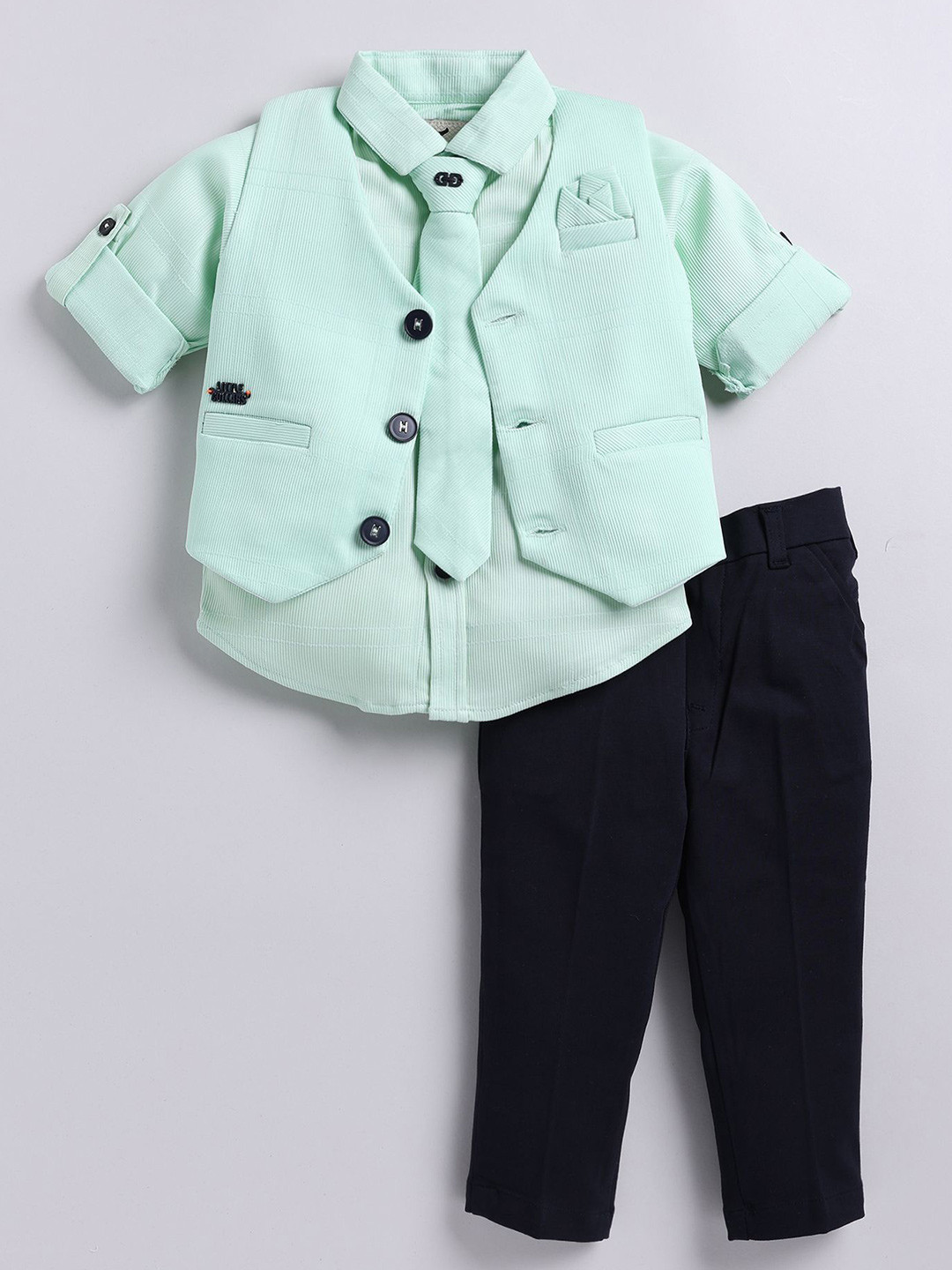 

LITTLE COLLARS Boys Single Breasted Three- Piece Suit, Green