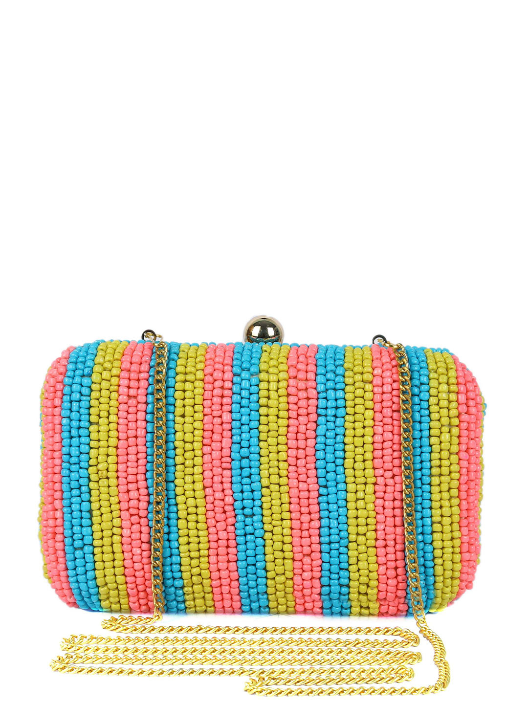 

REZZY Embroidered Canvas Box Clutch, Blue