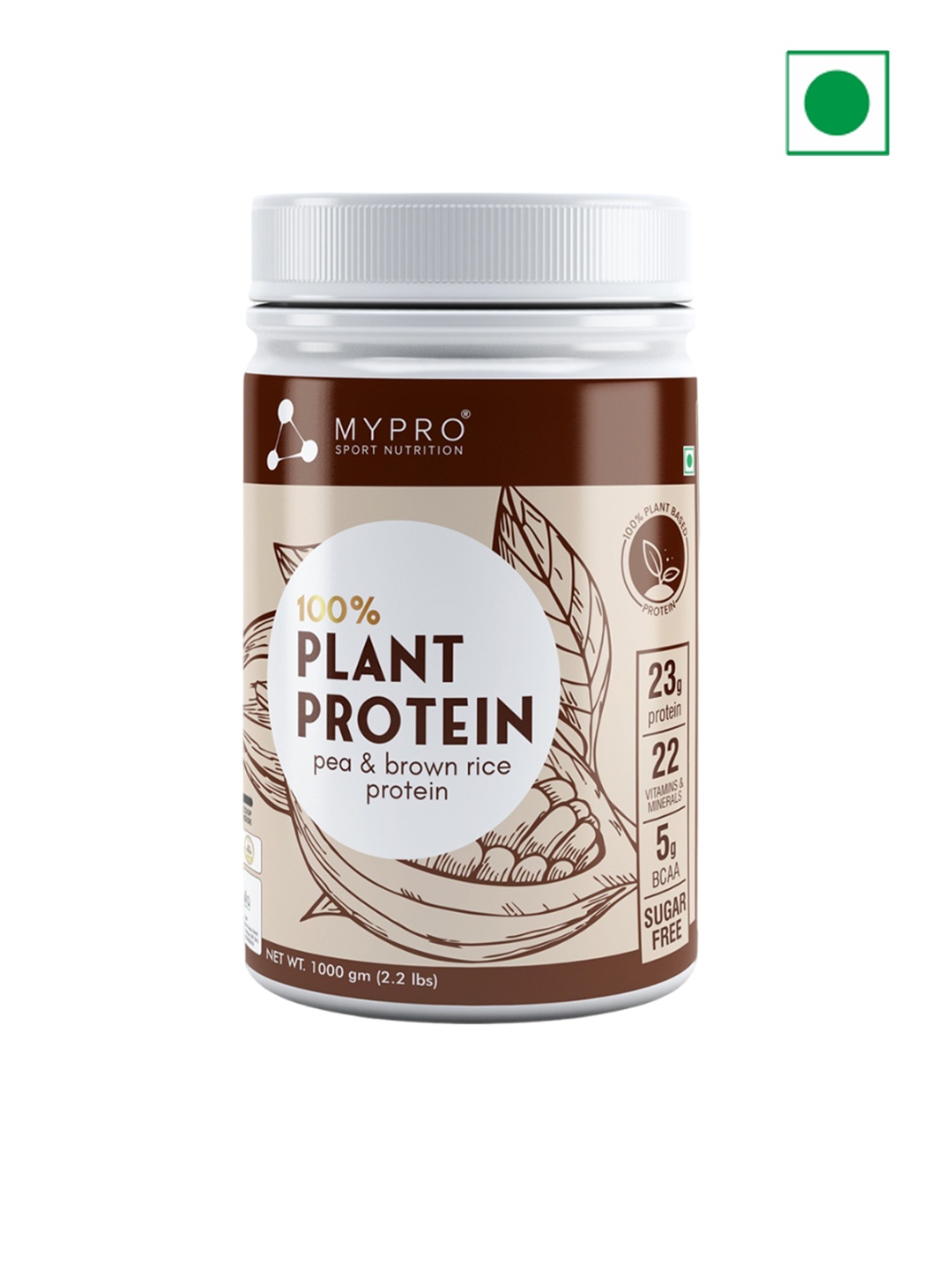 

Mypro Sport Nutrition 100% Plant Protein Powder - 1000 g, Brown