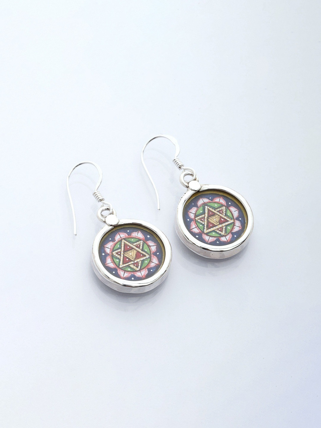 

Exotic India Sterling Silver Yantra Earrings