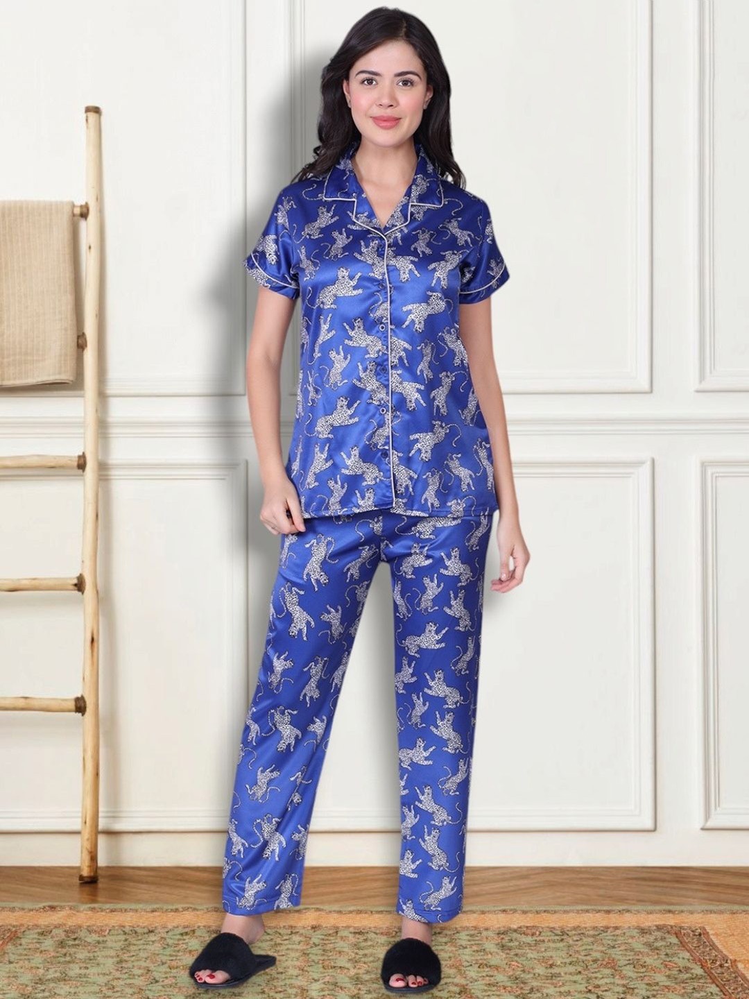

THE DAILY OUTFITS Women Printed Night suit, Blue