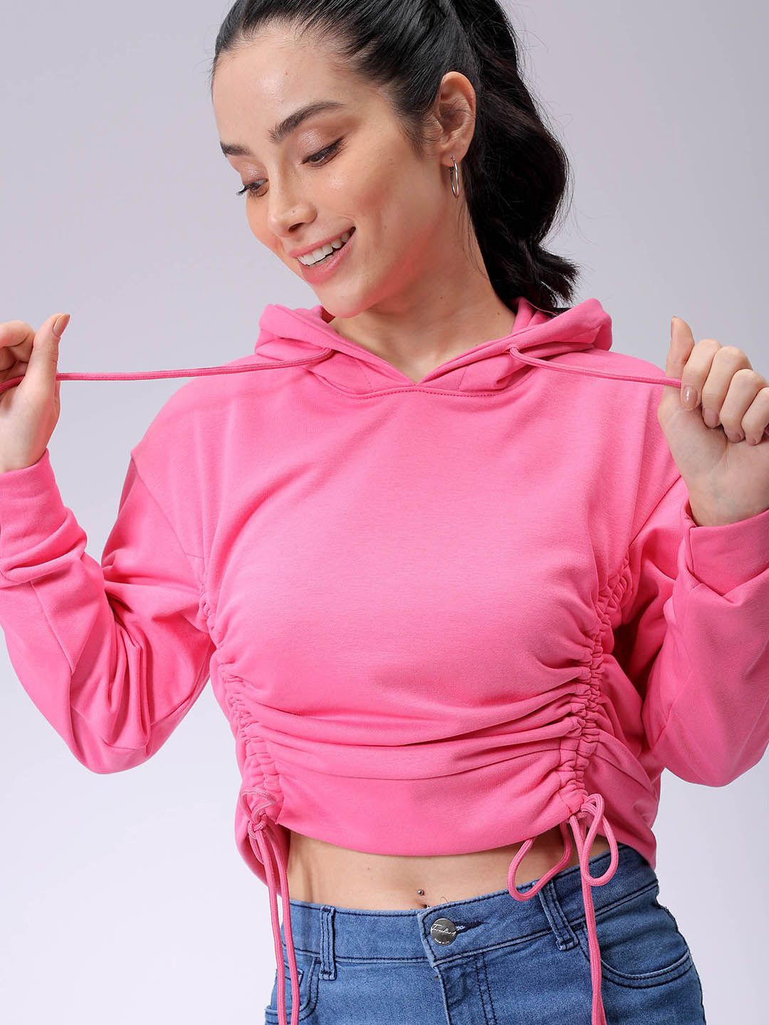 

Freehand by The Indian Garage Co Women Cotton Hooded Pullover Sweatshirt, Pink