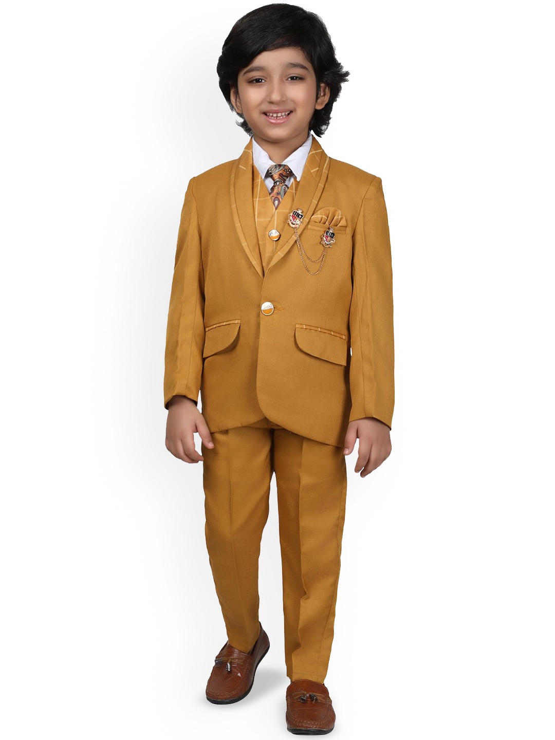 

BAESD Boys Single-Breasted 5 Piece Suits, Mustard