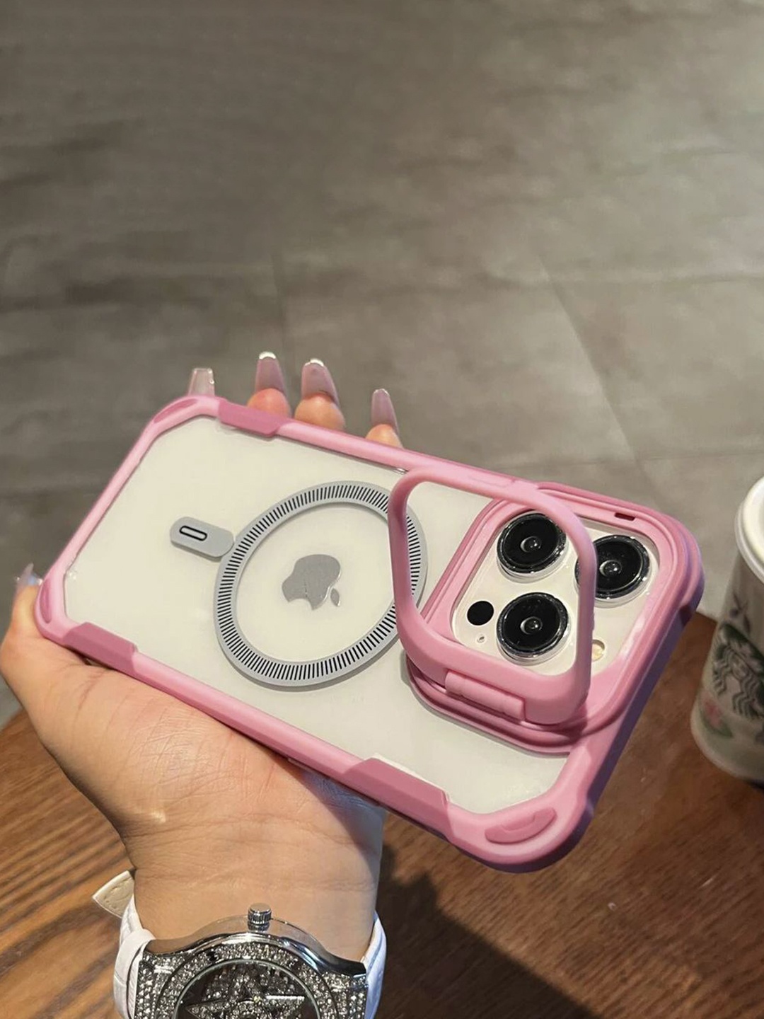 

Luxury Kase Solid Printed iPhone 14 Pro Max Back Case Mobile Accessories, Pink