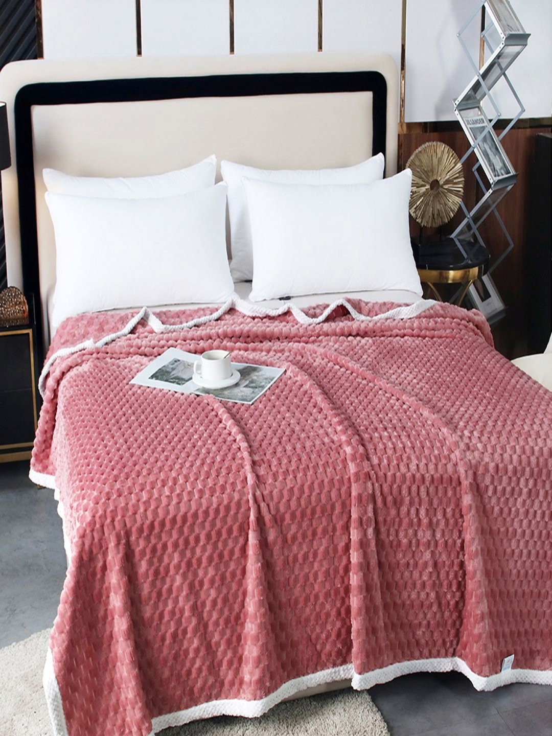 

JC HOME Pink AC Room 300 GSM Double Bed Blanket