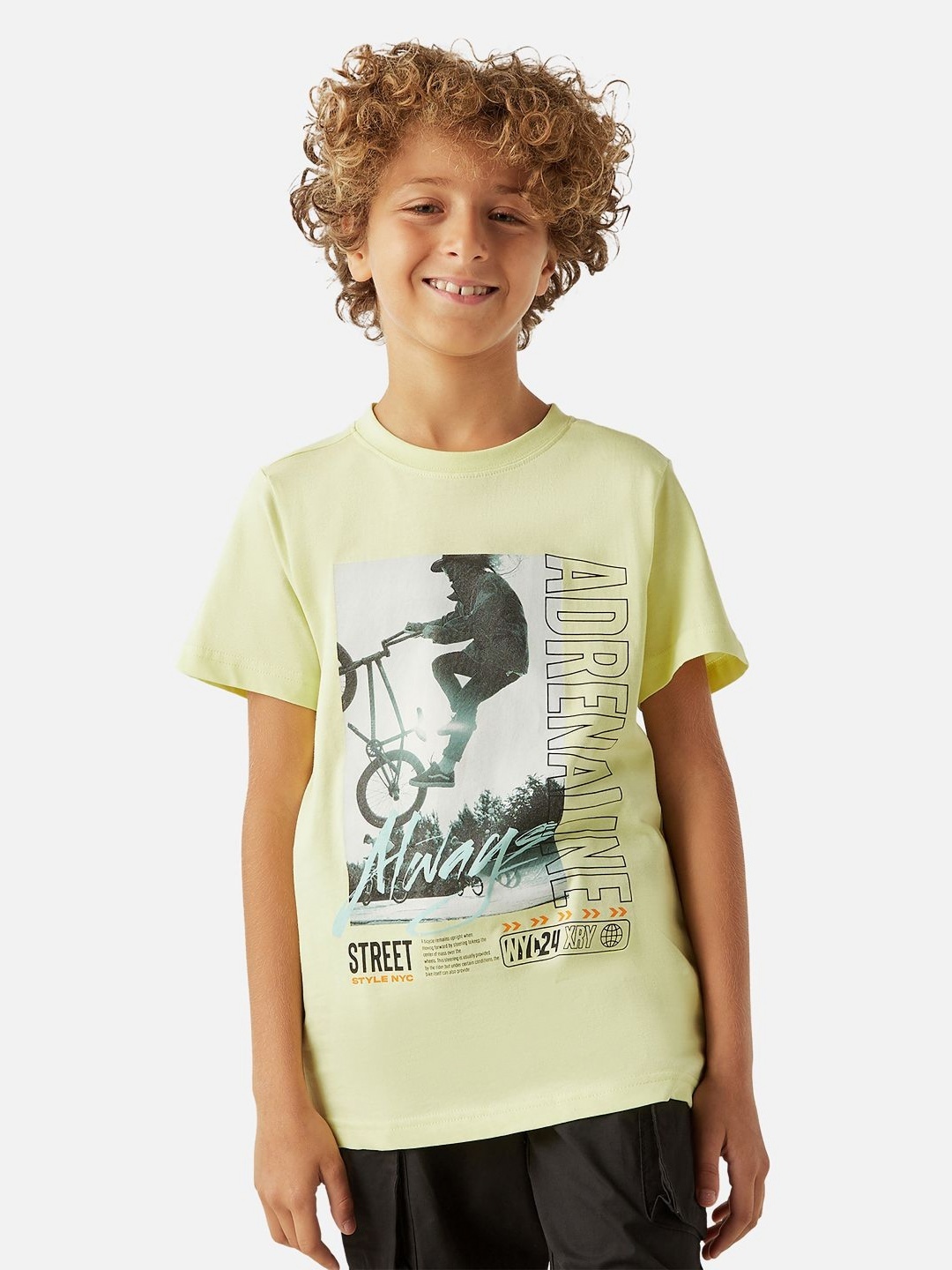 

Juniors by Babyshop Boys Typography Printed Round Neck Cotton T-shirt, Yellow
