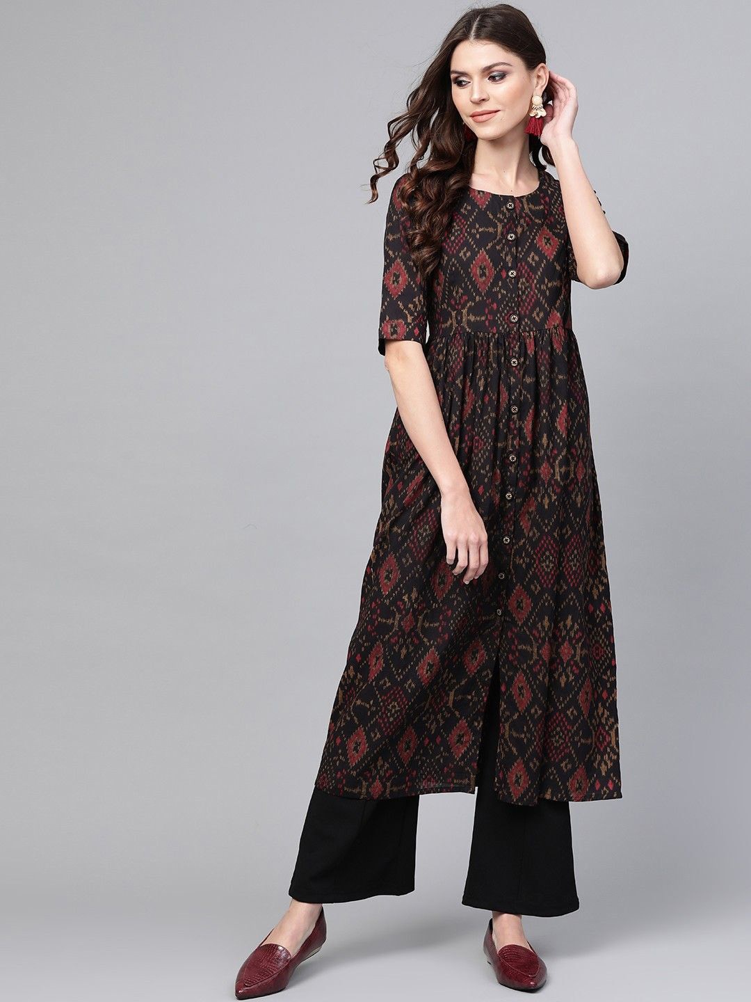 

KALINI Women Ethnic Motifs Printed Kurta, Black