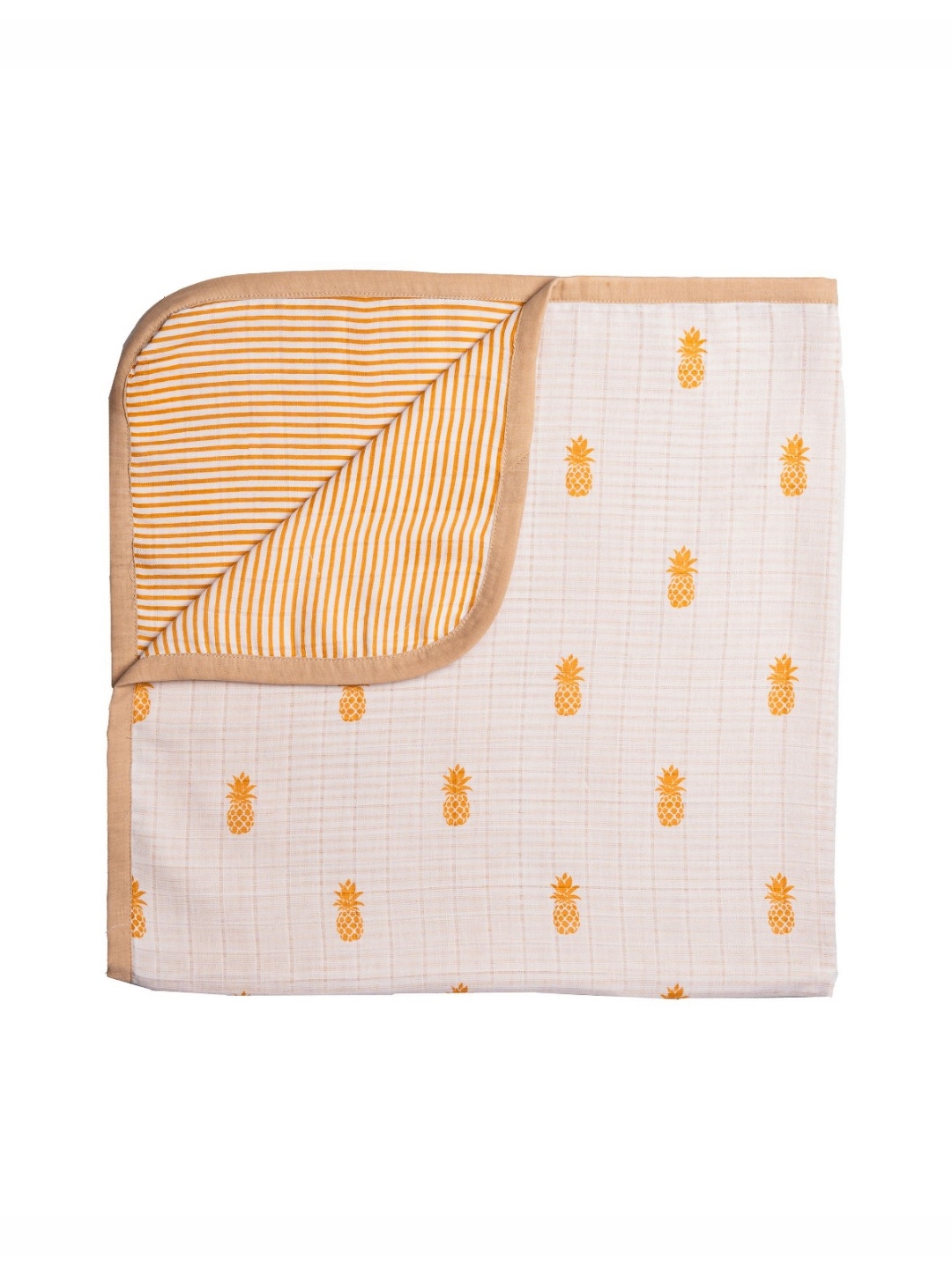 

Masilo Yellow & Off White Printed Muslin 210 GSM Single Bed Blanket