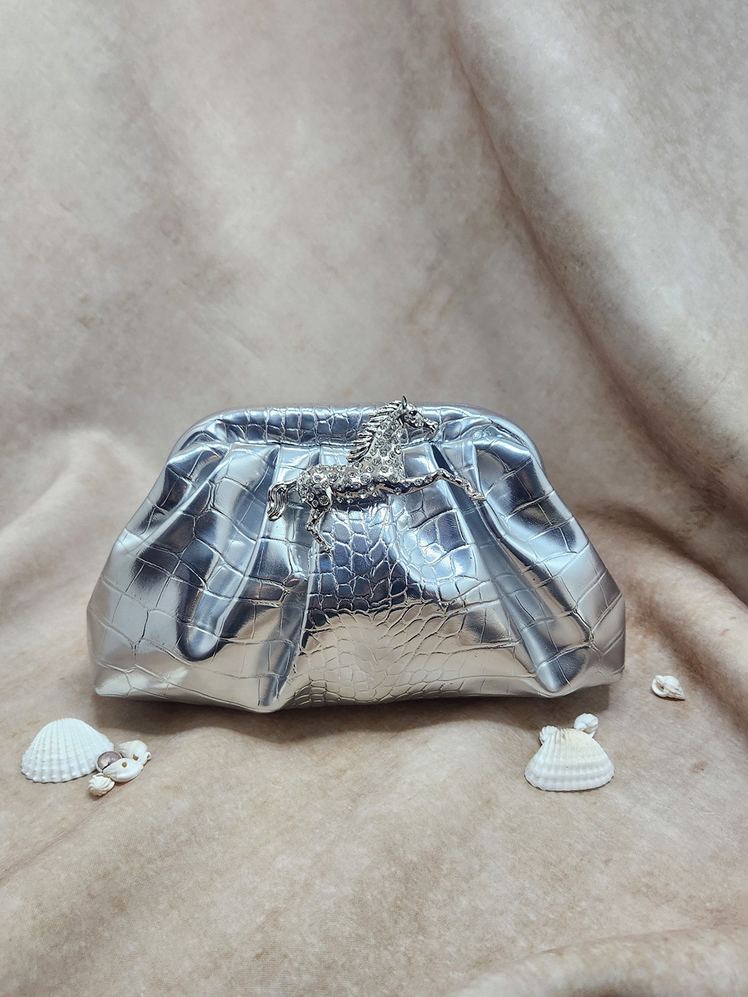 

Adwita Women Textured Structured Sling Bag, Grey