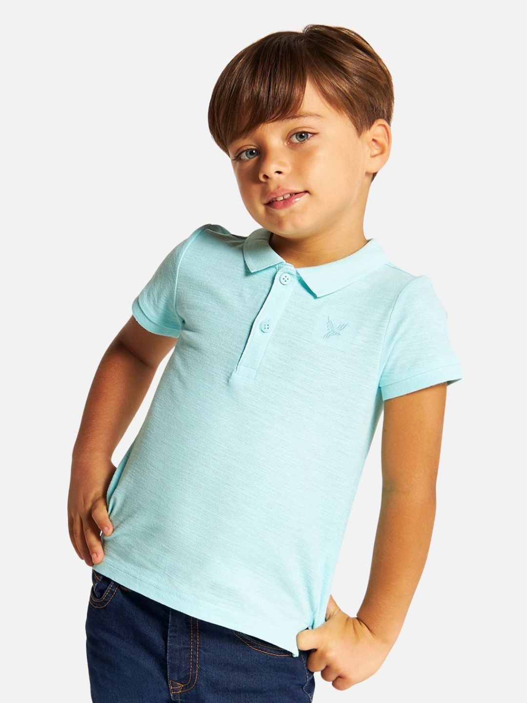 

Juniors by Babyshop Boys Solid Polo Collar Cotton T-shirt, Sea green