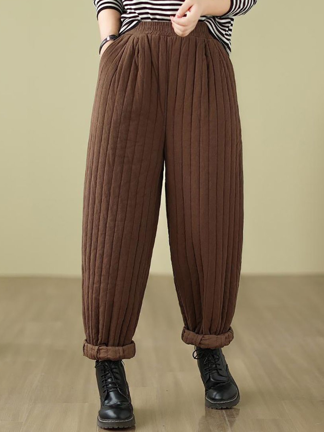 

StyleCast x Revolte Women Easy Wash Pleated Trousers, Brown