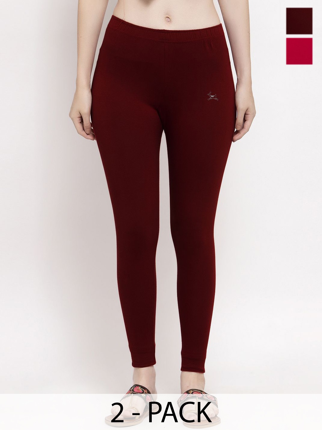 

Trend Level Women Pack Of 2 Cotton Ankle Length Leggings, Maroon