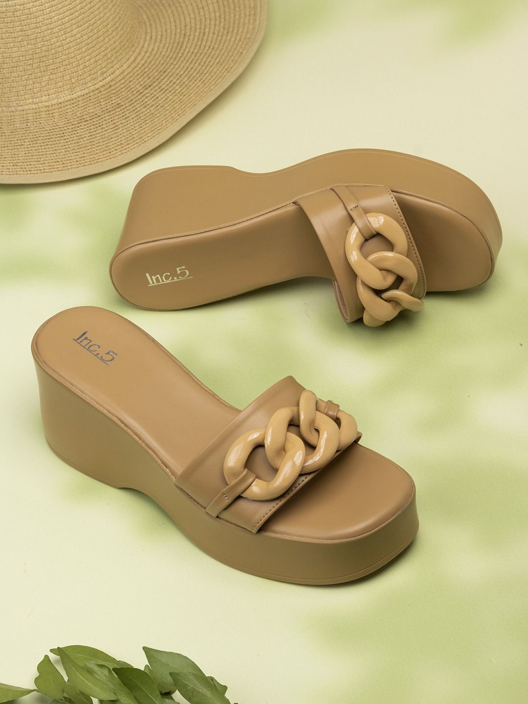 

Inc 5 Women Open Toe Wedge Heel Sandals, Beige