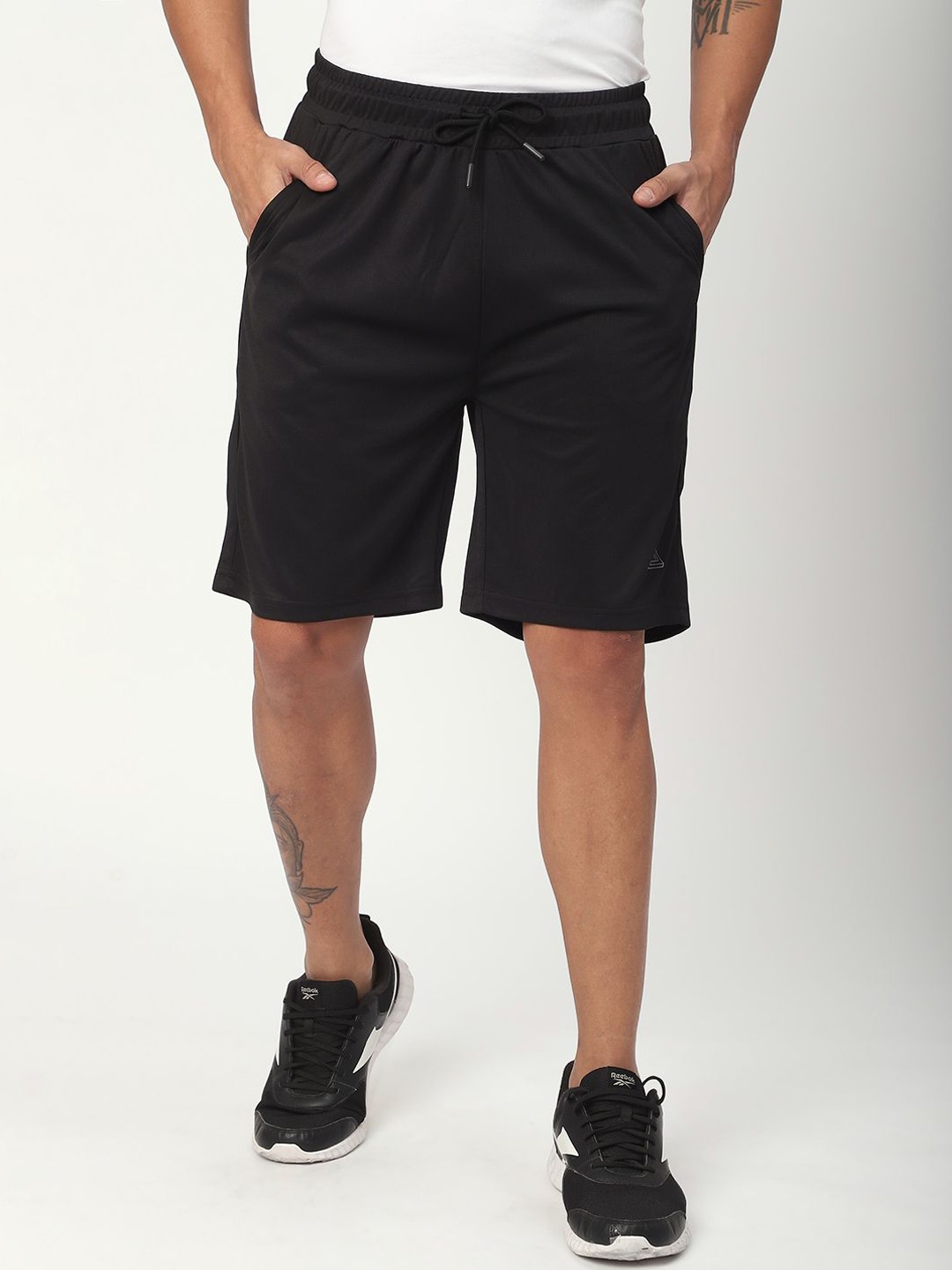 

R&B Men Mid-Rise Regular Fit Sports Shorts, Black